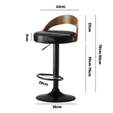 Oikiture 4x Bar Stools with Gas Lift Swivel Wooden PU Leather