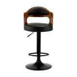 Oikiture Bar Stools Swivel Gas Lift Metal Leather x2