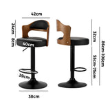 Oikiture Bar Stools Swivel Gas Lift Metal Leather x2 - Rear View