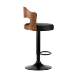 Oikiture Bar Stools Swivel Gas Lift Metal Leather x2 - 45-Degree Angle