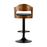 Oikiture Bar Stools Swivel Gas Lift Metal Leather x2 - Side View