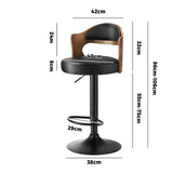 Oikiture 4x Bar Stools Swivel Gas Lift Metal Leather