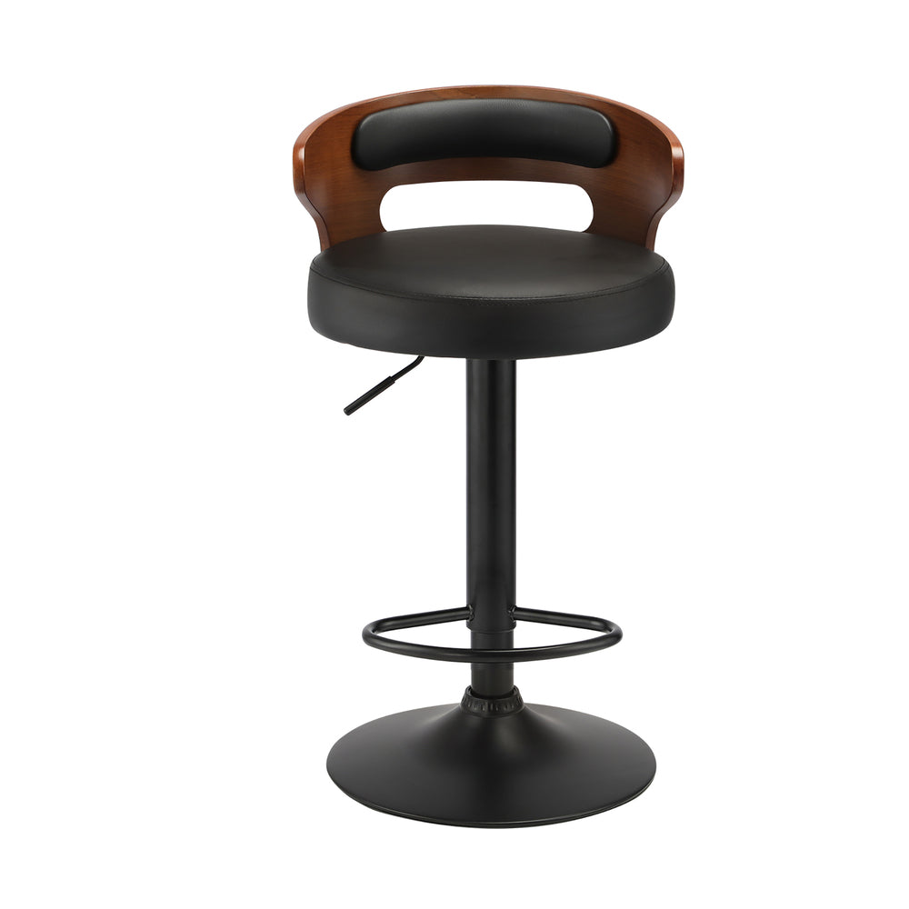 Oikiture 2x Bar Stools with Gas Lift Swivel Black