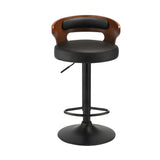 Oikiture 2x Bar Stools with Gas Lift Swivel Black - Rear View