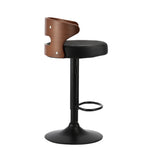 Oikiture 2x Bar Stools with Gas Lift Swivel Black - Side View