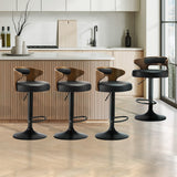 Oikiture 4x Bar Stools with Gas Lift Swivel Black - Rear View