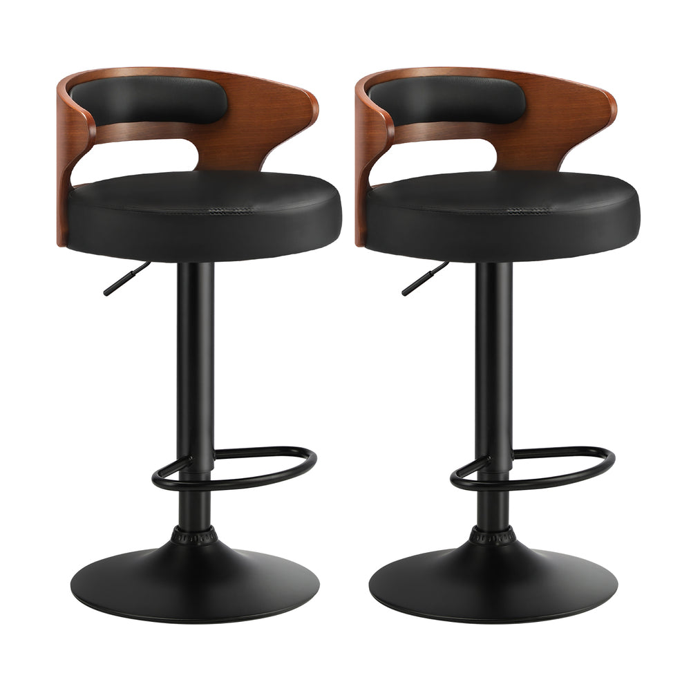 Oikiture 4x Bar Stools with Gas Lift Swivel Black