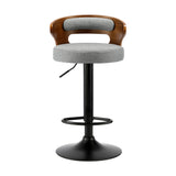 Oikiture Bar Stools Gas Lift Swivel Wooden Grey x2