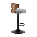 Oikiture Bar Stools Gas Lift Swivel Wooden Grey x2 - Rear View