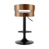 Oikiture Bar Stools Gas Lift Swivel Wooden Grey x2 - 45-Degree Angle