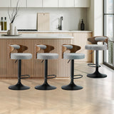Oikiture 4x Bar Stools with Gas Lift Swivel Grey - 45-Degree Angle