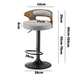 Oikiture 4x Bar Stools with Gas Lift Swivel Grey - Close-Up Angle