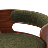 Oikiture 2x Bar Stools Gas Lift Swivel Chairs Wooden Boucle Green