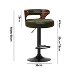 Oikiture 4x Bar Stools Gas Lift Swivel Chairs Wooden Boucle Green - Extra Image
