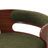 Oikiture 4x Bar Stools Gas Lift Swivel Chairs Wooden Boucle Green - 45-Degree Angle