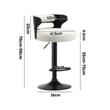 Oikiture 2x Bar Stools Gas Lift Swivel Chairs Wooden Boucle White - Extra Image