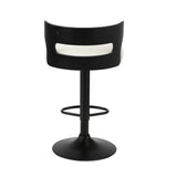 Oikiture 2x Bar Stools Gas Lift Swivel Chairs Wooden Boucle White - Side View