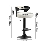 Oikiture 4x Bar Stools Gas Lift Swivel Chairs Wooden Boucle White - Side View