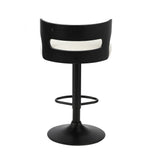 Oikiture 4x Bar Stools Gas Lift Swivel Chairs Wooden Boucle White