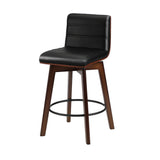 Oikiture 4x Wooden Bar Stools Swivel Chairs PU Leather - 45-Degree Angle