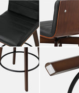 Oikiture 4x Wooden Bar Stools Swivel Chairs PU Leather