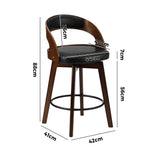 Oikiture 2x Bar Stools Swivel PU Leather Black - Low Angle
