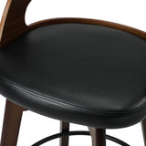 Oikiture 2x Bar Stools Swivel PU Leather Black - Top-Down View