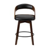 Oikiture 4x Bar Stools Swivel PU Leather Black - Front View
