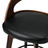 Oikiture 4x Bar Stools Swivel PU Leather Black - Side View