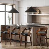 Oikiture 4x Bar Stools Swivel PU Leather Black - Top-Down View