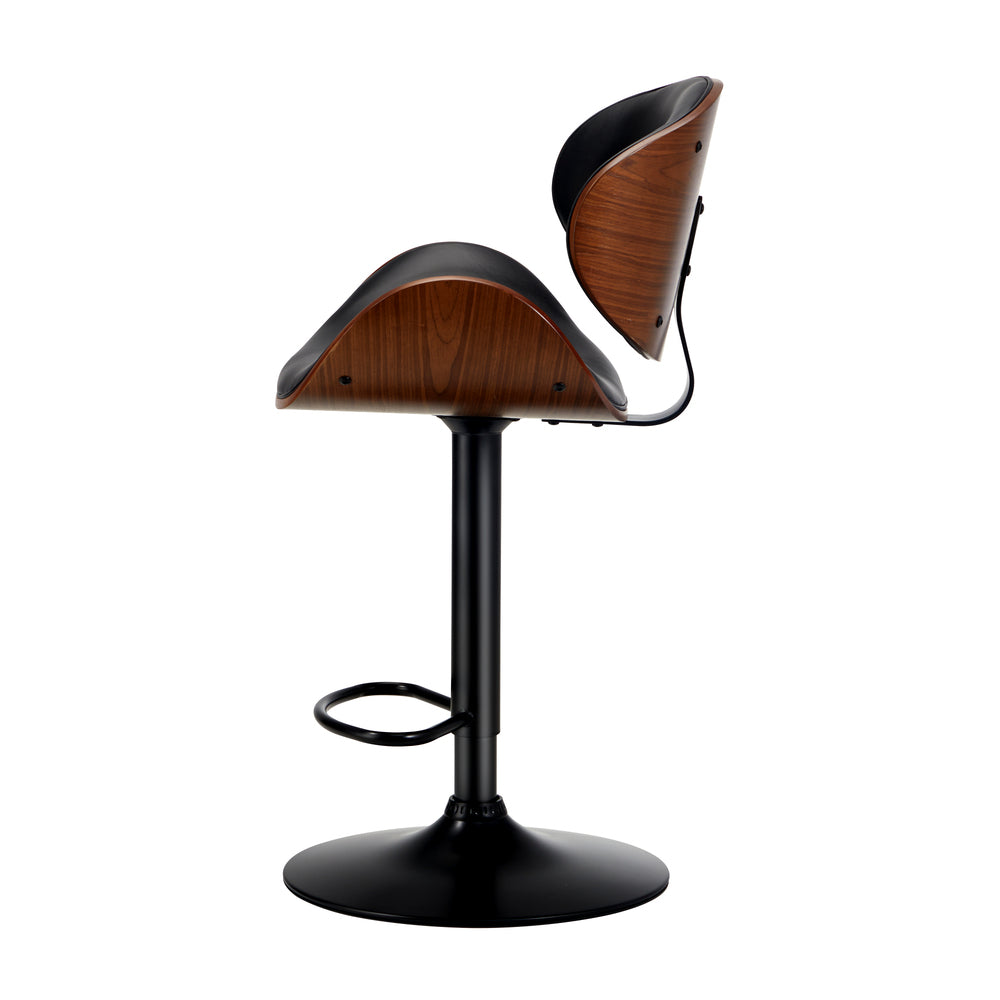 Oikiture 2x Bar Stools Swivel Leather Seat Black