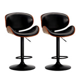 Oikiture Set of 4 Bar Stools Swivel Wooden Leather Gas Lift