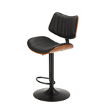 Oikiture 4x Bar Stool Kitchen Swivel Chair Wooden Leather Gas Lift - Top-Down View