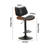 Oikiture 4x Bar Stool Kitchen Swivel Chair Wooden Leather Gas Lift - Extra Image