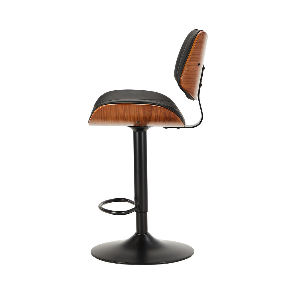 Oikiture 4x Bar Stool Kitchen Swivel Chair Wooden Leather Gas Lift