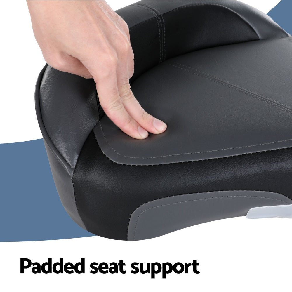 Premium Grey Swivel Boat Seat with 8cm Padding for Fishing and Casting