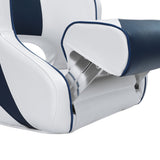 Seamanship Captain Bucket Boat Seats Flip Up Bolster Swivel 15cm Padding Blue - Side View