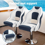 Seamanship Captain Bucket Boat Seats Flip Up Bolster Swivel 15cm Padding Blue - 45-Degree Angle