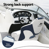Seamanship Captain Bucket Boat Seats Flip Up Bolster Swivel 15cm Padding Blue - Rear View