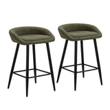Oikiture 2PCS Bar Stools Boucle Fabric Green and Black