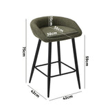 Oikiture 2PCS Bar Stools Boucle Fabric Green and Black