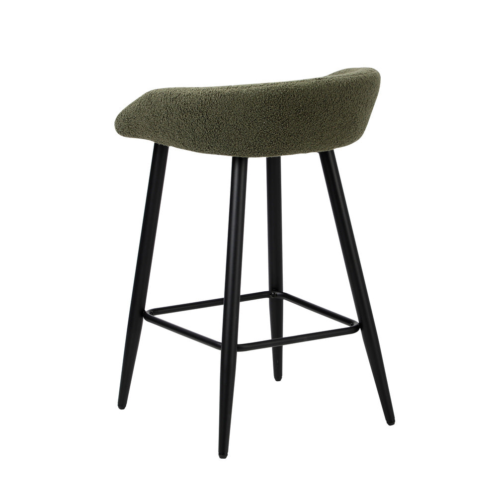 Oikiture 2PCS Bar Stools Boucle Fabric Green and Black