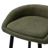Oikiture 2PCS Bar Stools Boucle Fabric Green and Black
