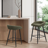 Oikiture 2PCS Bar Stools Boucle Fabric Green and Black - Low Angle