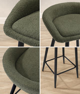 Oikiture 2PCS Bar Stools Boucle Fabric Green and Black - Rear View