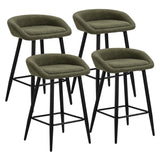 Oikiture 4PCS Bar Stools Boucle Fabric Green and Black