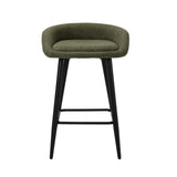 Oikiture 4PCS Bar Stools Boucle Fabric Green and Black - Side View