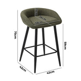 Oikiture 4PCS Bar Stools Boucle Fabric Green and Black - Top-Down View