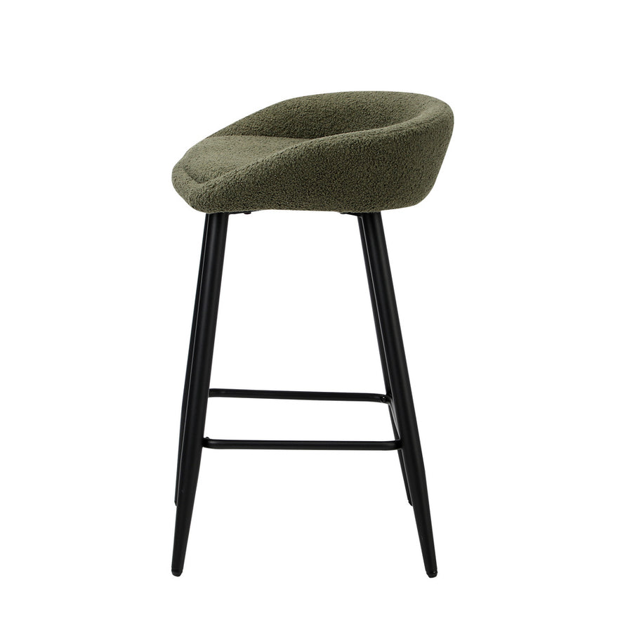 Oikiture 4PCS Bar Stools Boucle Fabric Green and Black, image 5