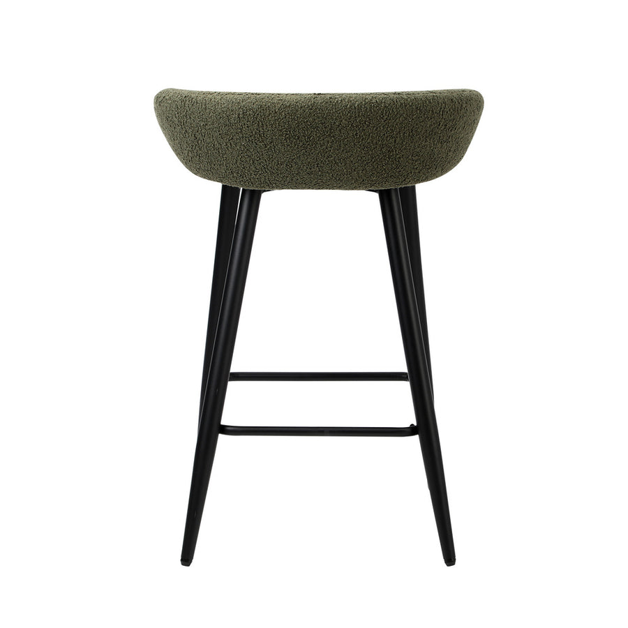 Oikiture 4PCS Bar Stools Boucle Fabric Green and Black, image 8